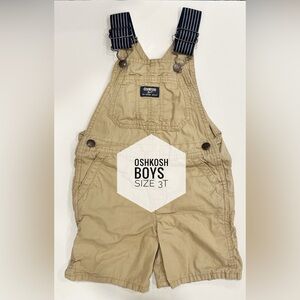 OshKosh B'gosh Boys Khaki Overalls with Navy Straps 3t